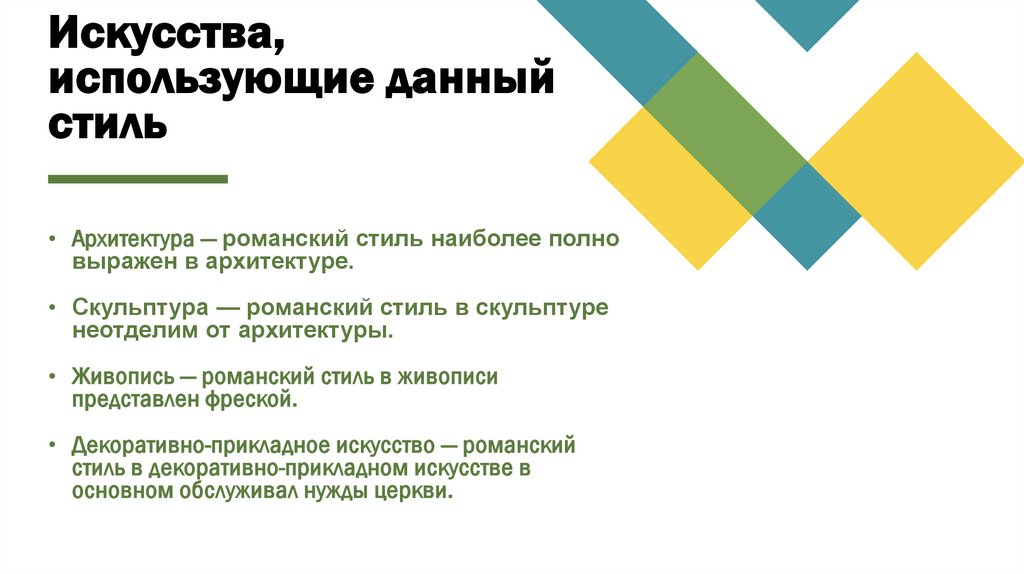 Искусства, использующие данный стиль