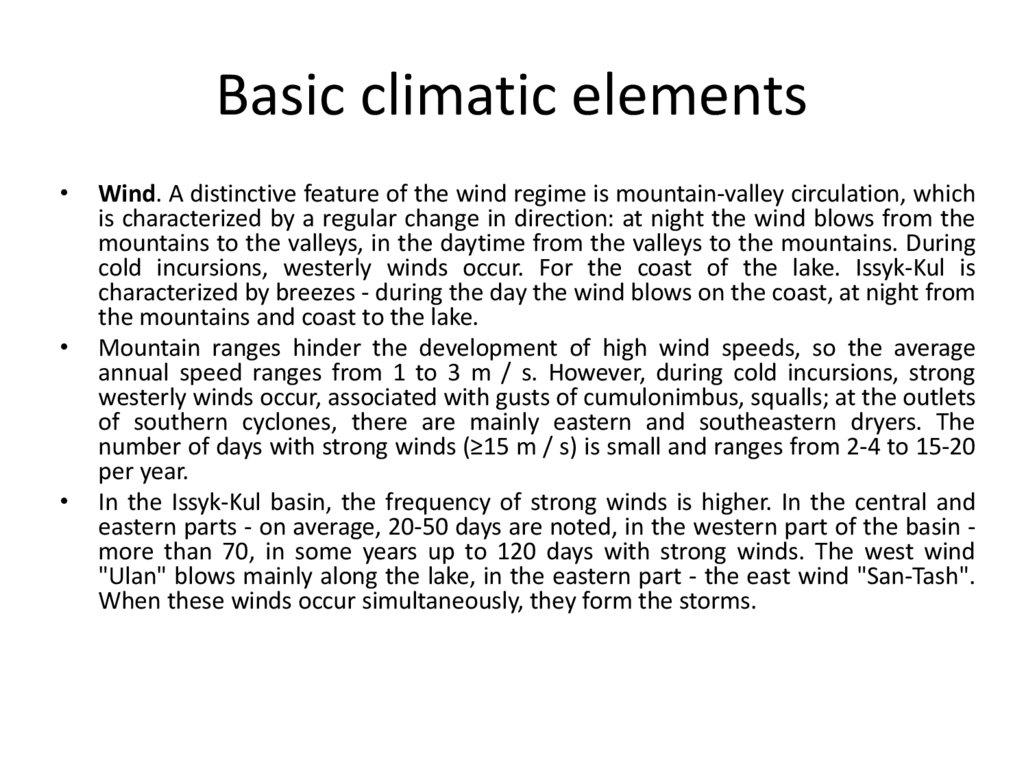 Basic climatic elements