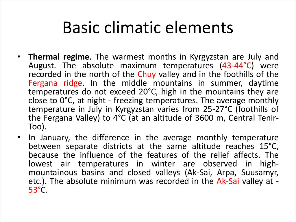 Basic climatic elements