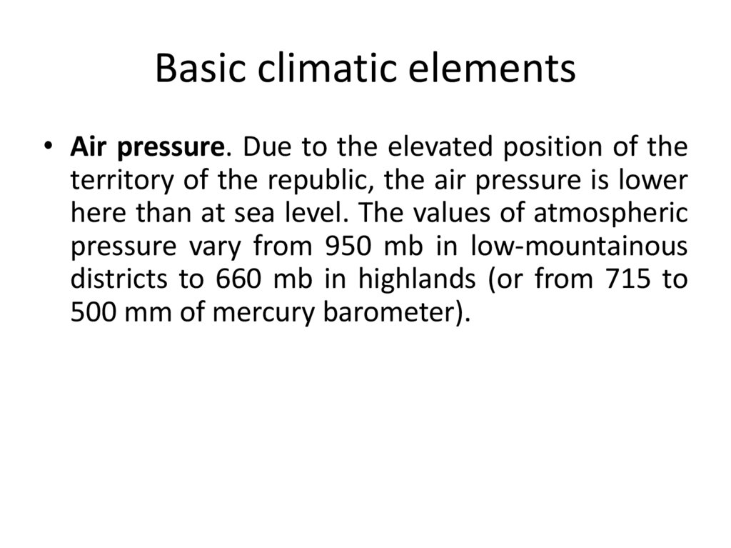 Basic climatic elements