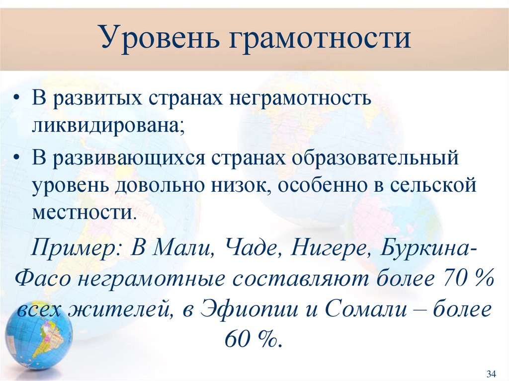 Уровень грамотности