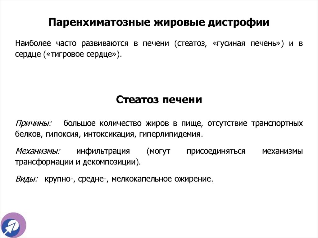 Паренхиматозные жировые дистрофии