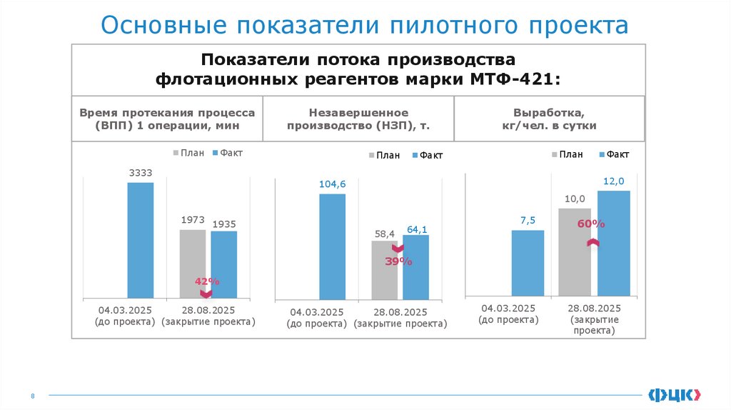 Основные показатели пилотного проекта