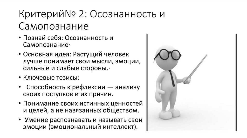 Критерий№ 2: Осознанность и Самопознание