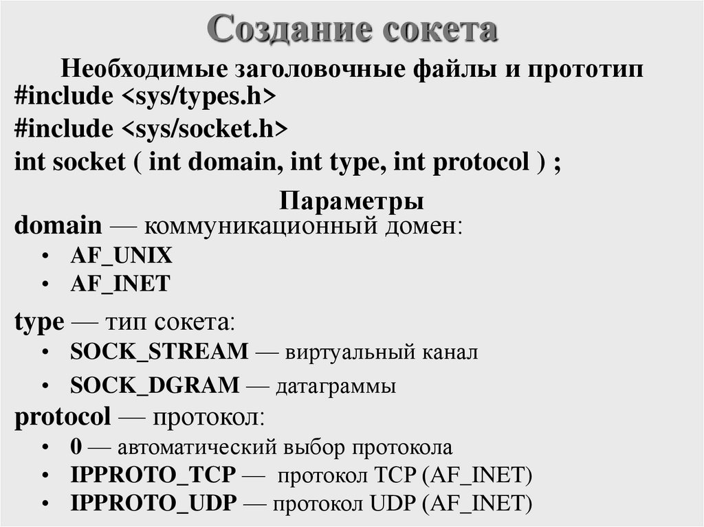 Создание сокета