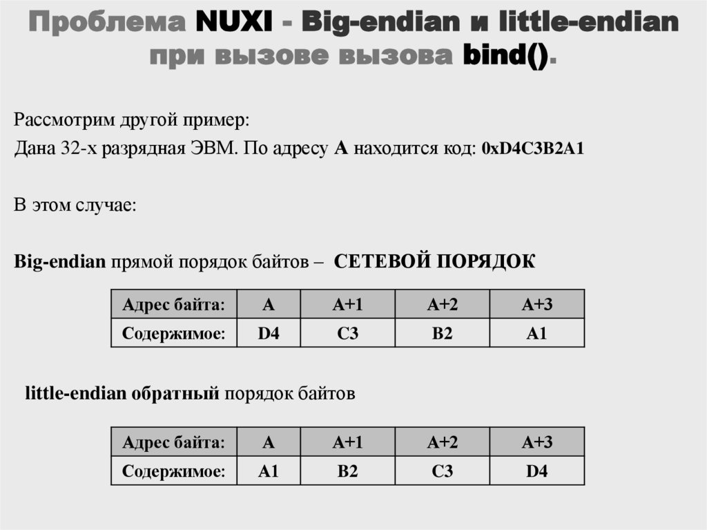 Проблема NUXI - Big-endian и little-endian при вызове вызова bind().