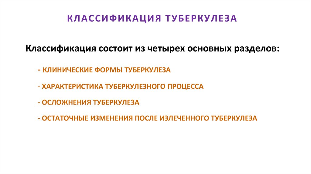 КЛАССИФИКАЦИЯ ТУБЕРКУЛЕЗА
