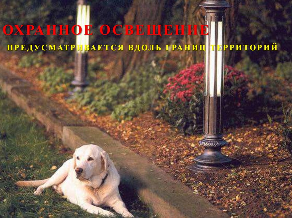Охранное освещение предусматривается вдоль границ территорий