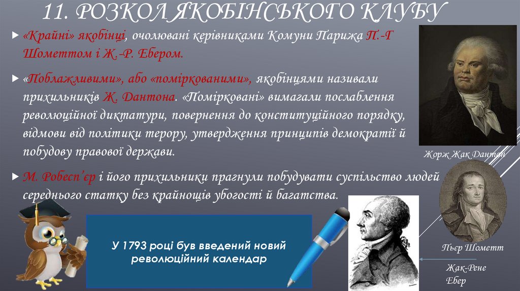 11. Розкол якобінського клубу