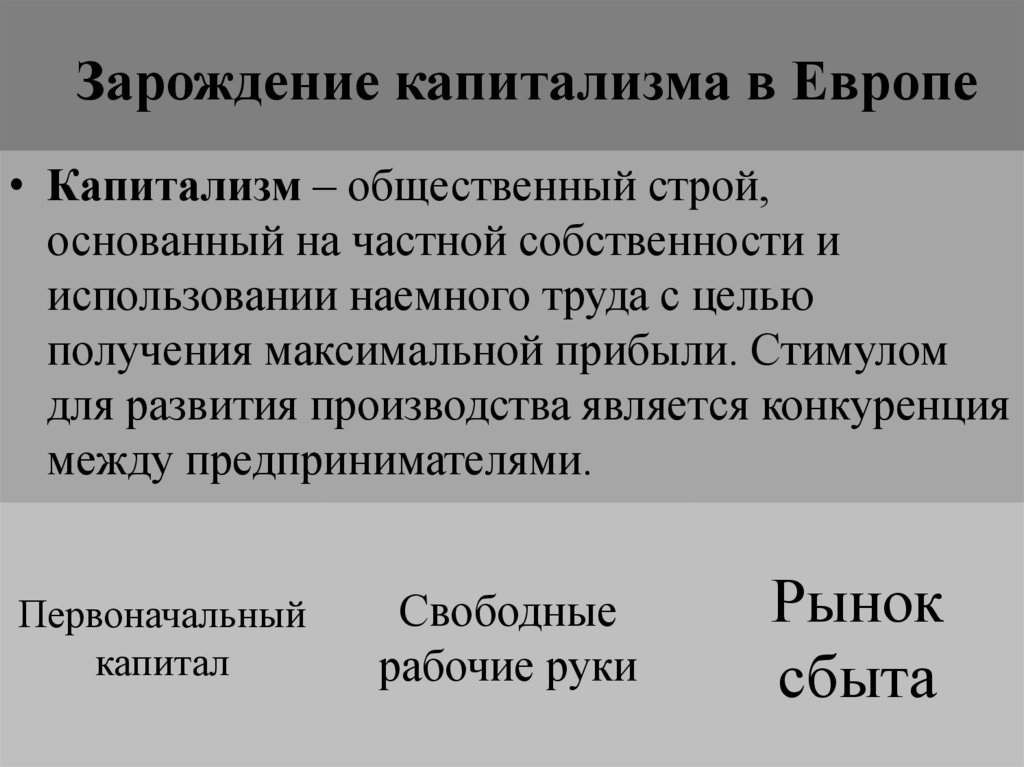 Зарождение капитализма в Европе