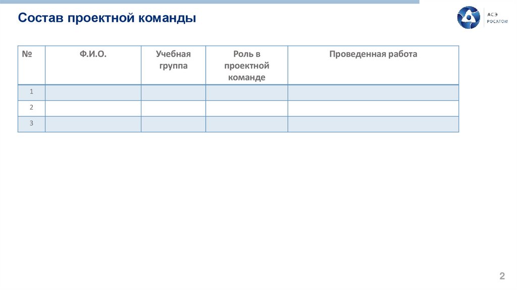 Состав проектной команды