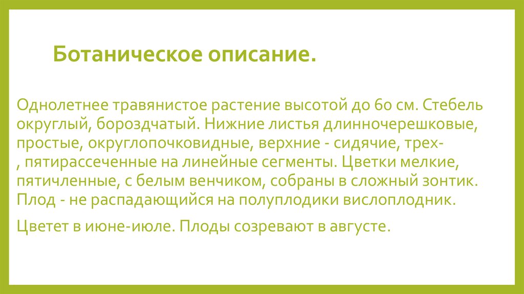 Ботаническое описание.