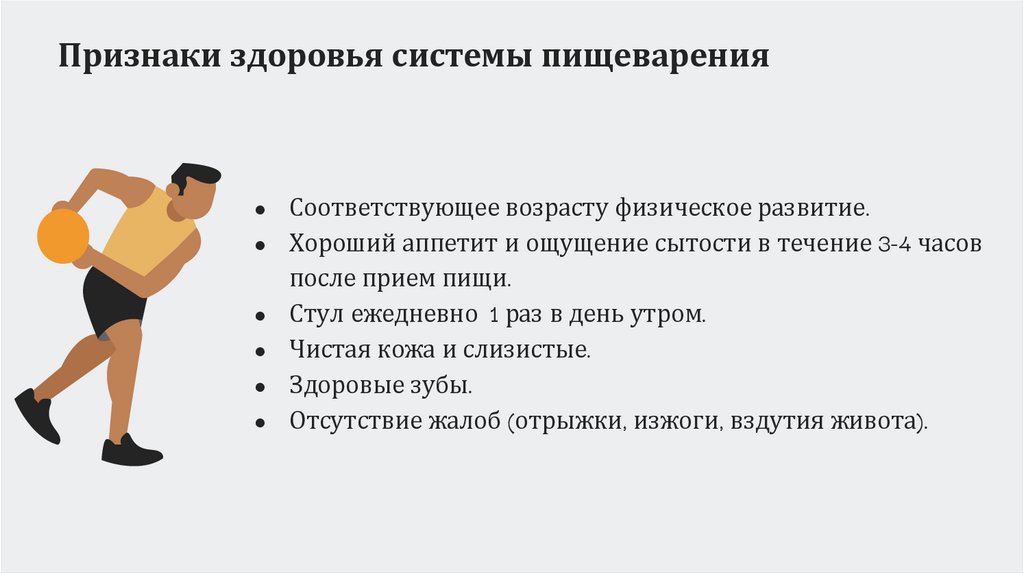 Признаки здоровья системы пищеварения