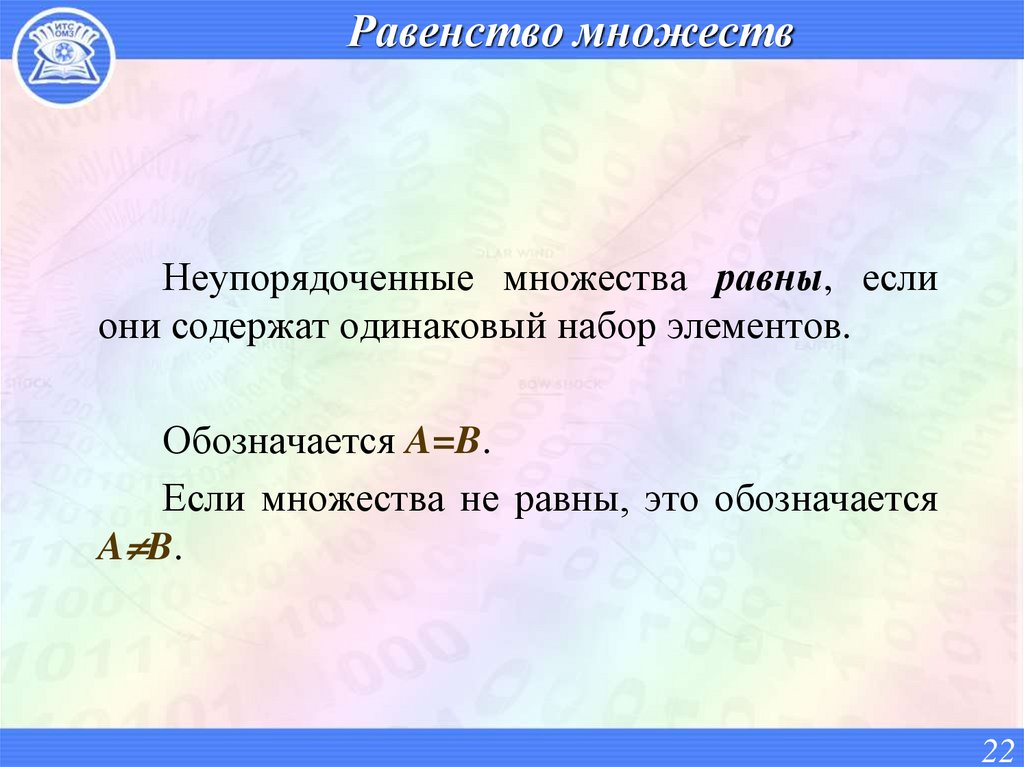 Равенство множеств