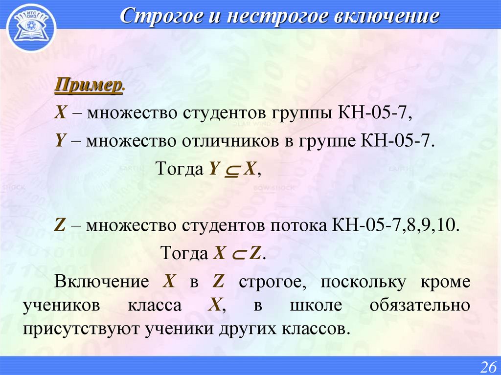 Строгое и нестрогое включение