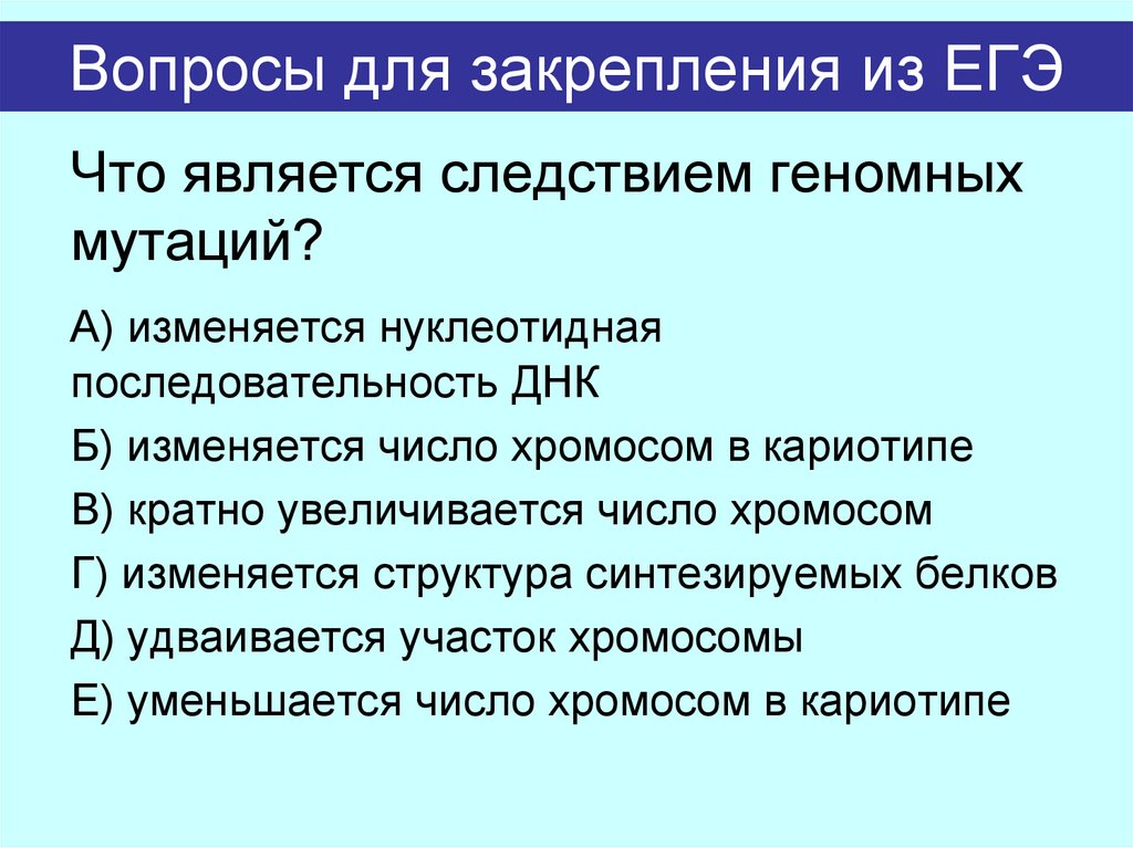 Вопросы для закрепления из ЕГЭ