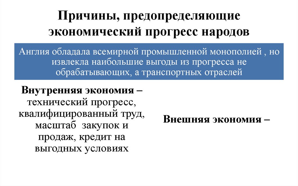 Причины, предопределяющие экономический прогресс народов