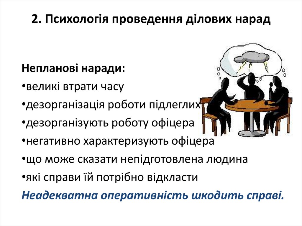 2. Психологія проведення ділових нарад