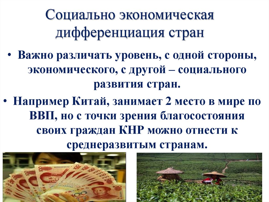 Социально экономическая дифференциация стран