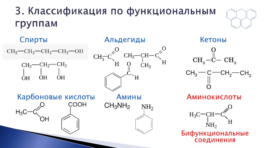 3. Классификация по функциональным группам