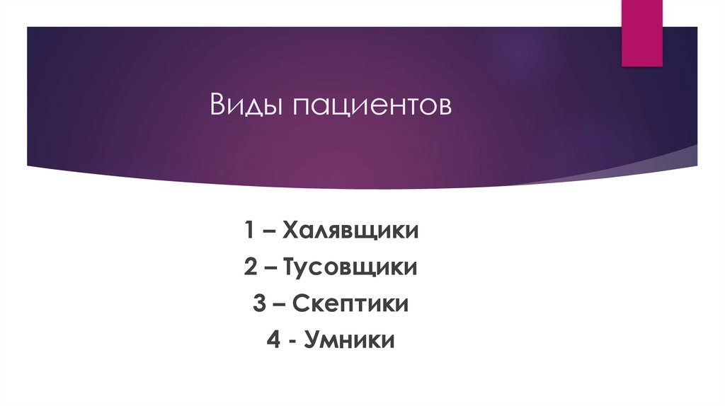 Виды пациентов