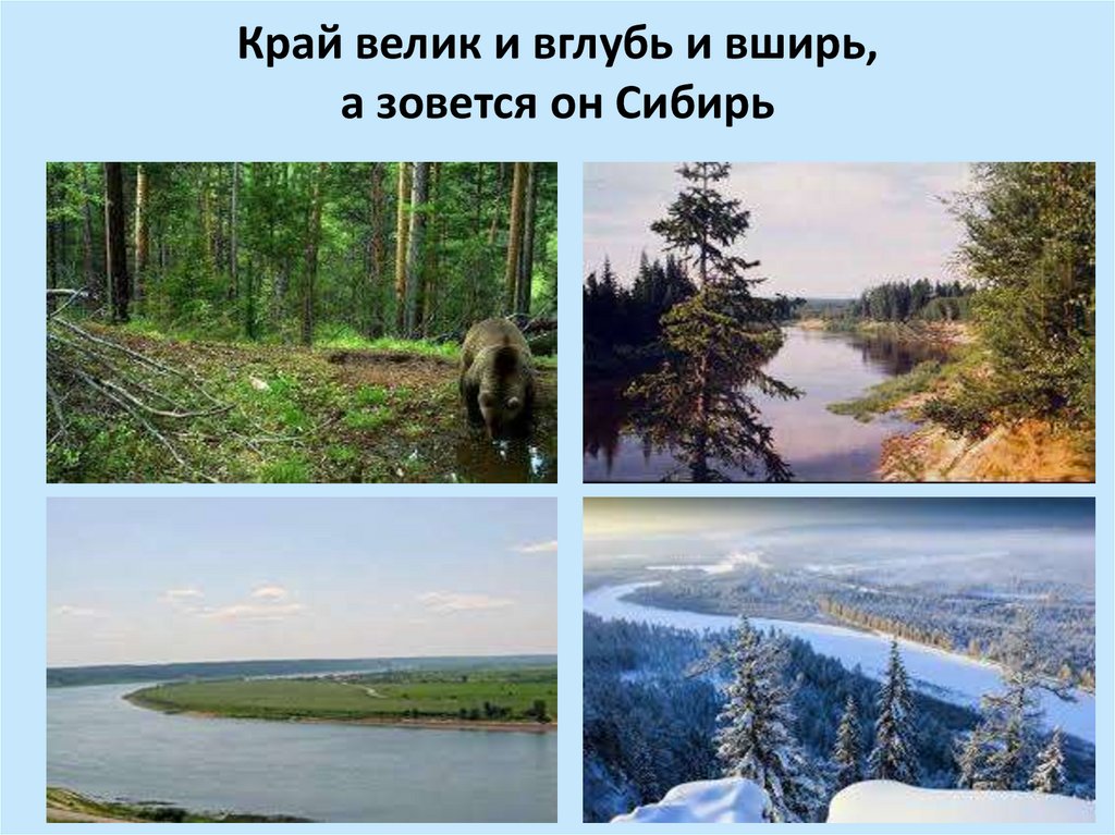 Край велик и вглубь и вширь, а зовется он Сибирь