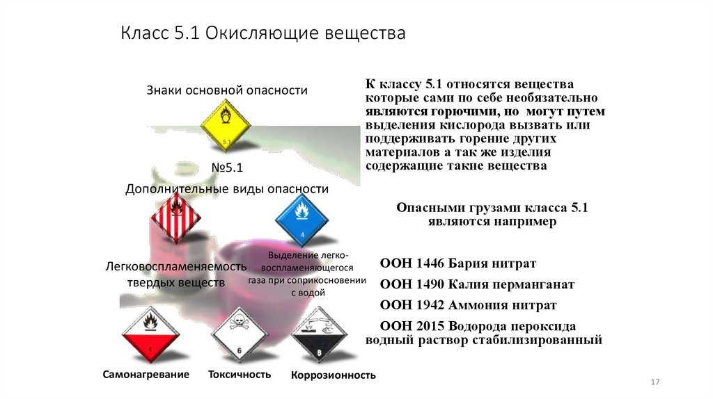 Класс 5.1 Окисляющие вещества