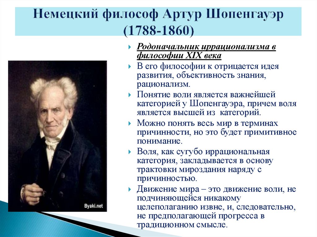 Немецкий философ Артур Шопенгауэр (1788-1860)