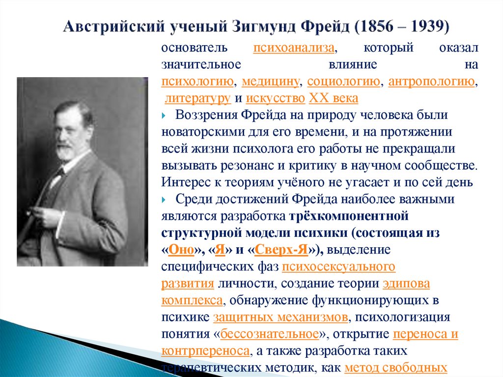 Австрийский ученый Зигмунд Фрейд (1856 – 1939)