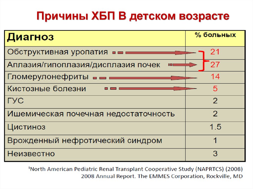 Причины ХБП В детском возрасте