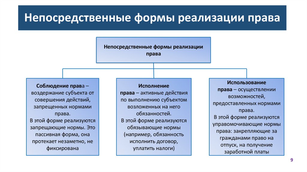 Непосредственные формы реализации права