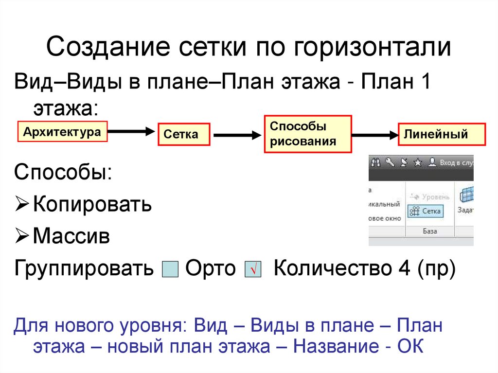 Создание сетки по горизонтали
