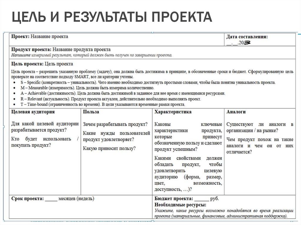 Цель и результаты проекта