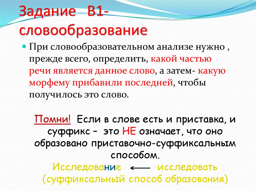 Задание В1- словообразование
