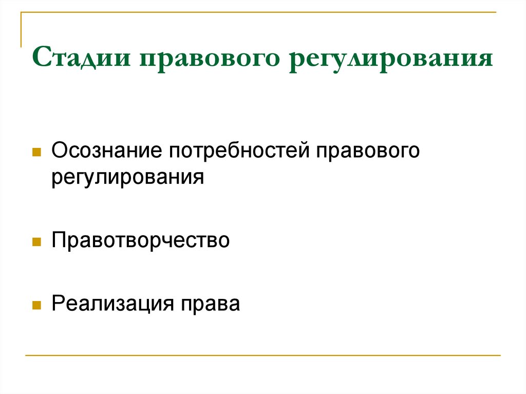 Стадии правового регулирования