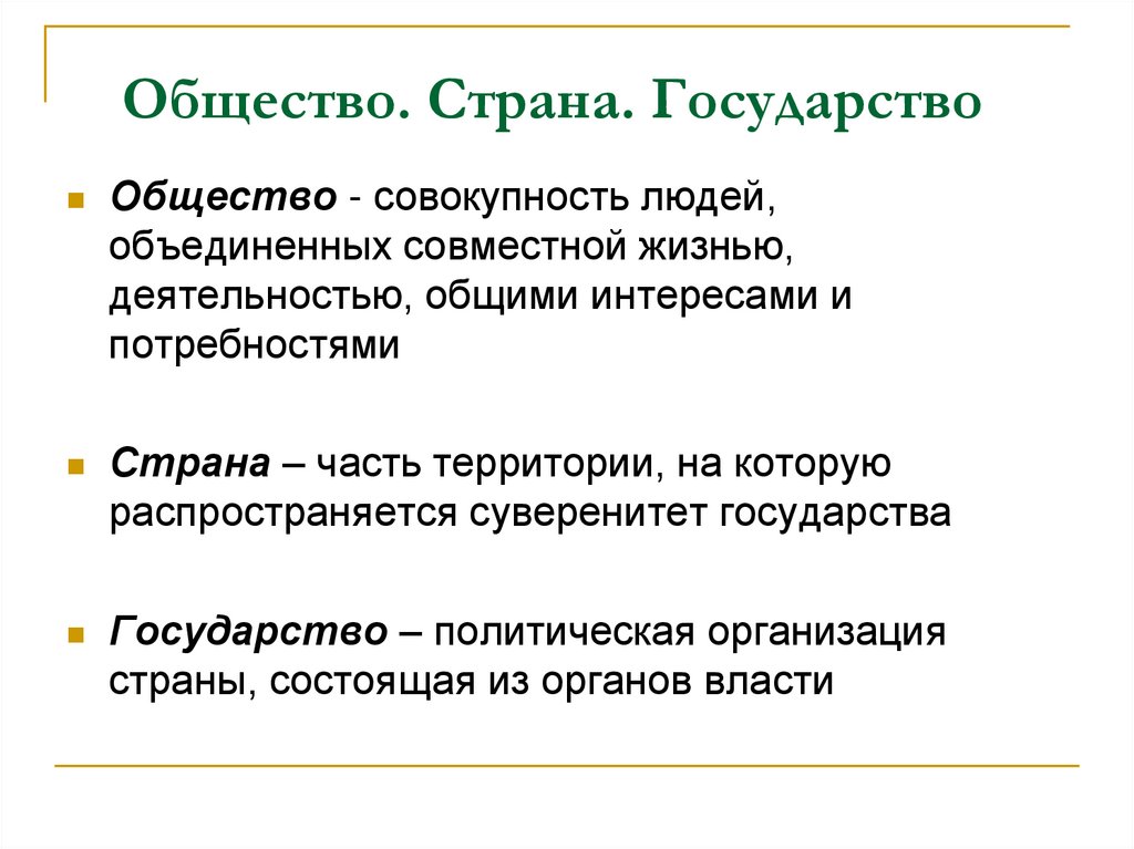 Общество. Страна. Государство