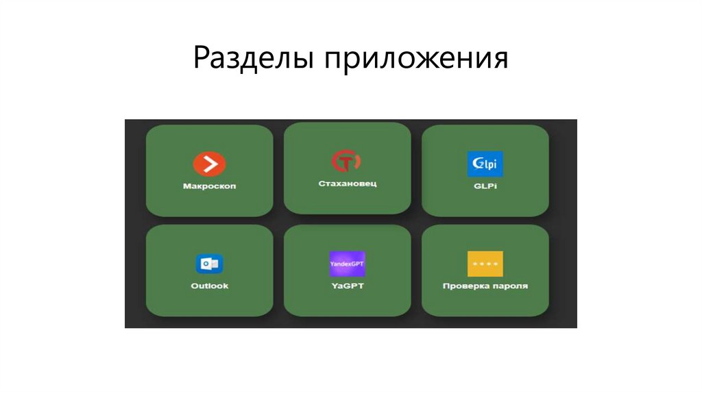 Разделы приложения