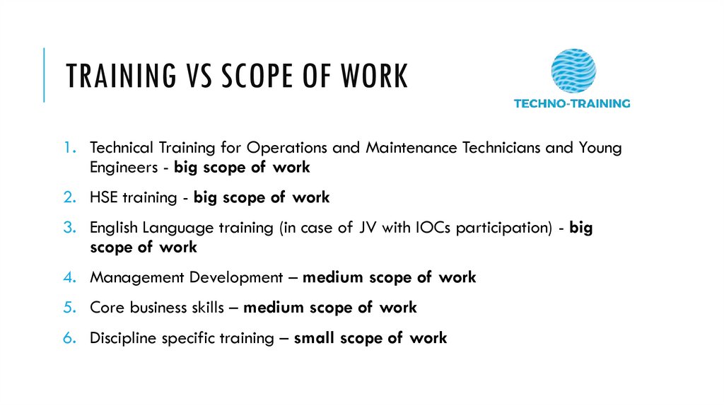 training VS Scope of work