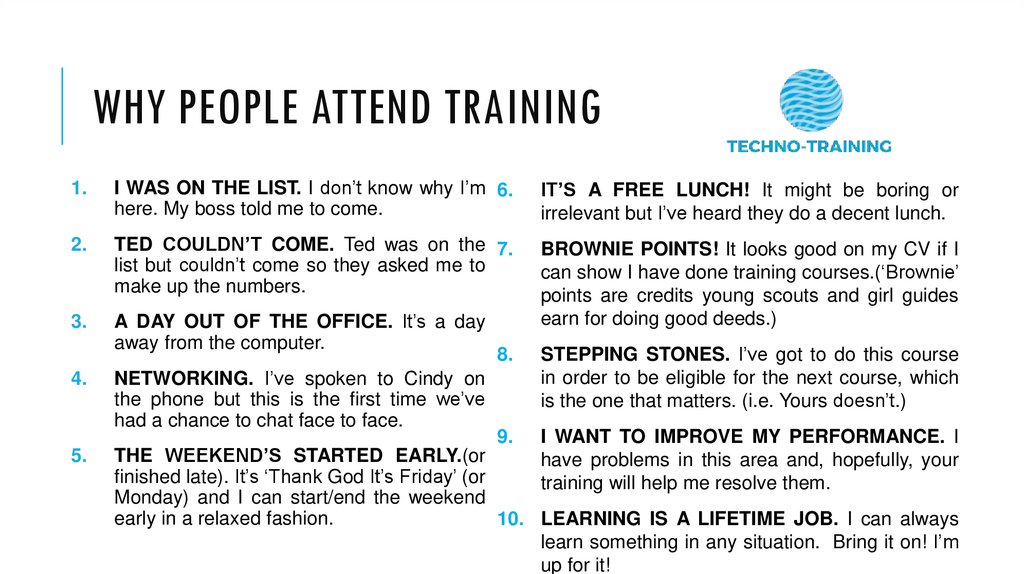 Why people attend training