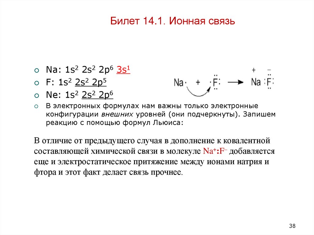 Билет 14.1. Ионная связь