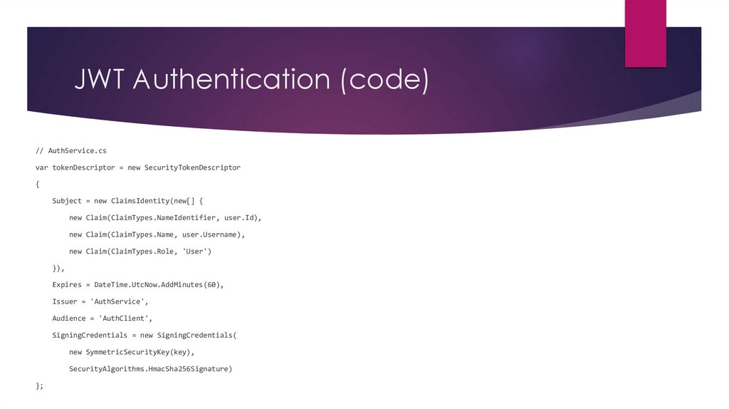 JWT Authentication (code)
