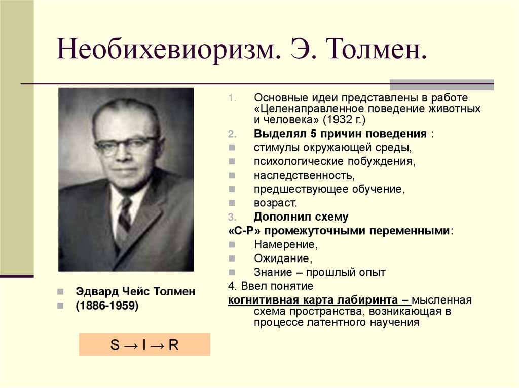 Необихевиоризм. Э. Толмен.