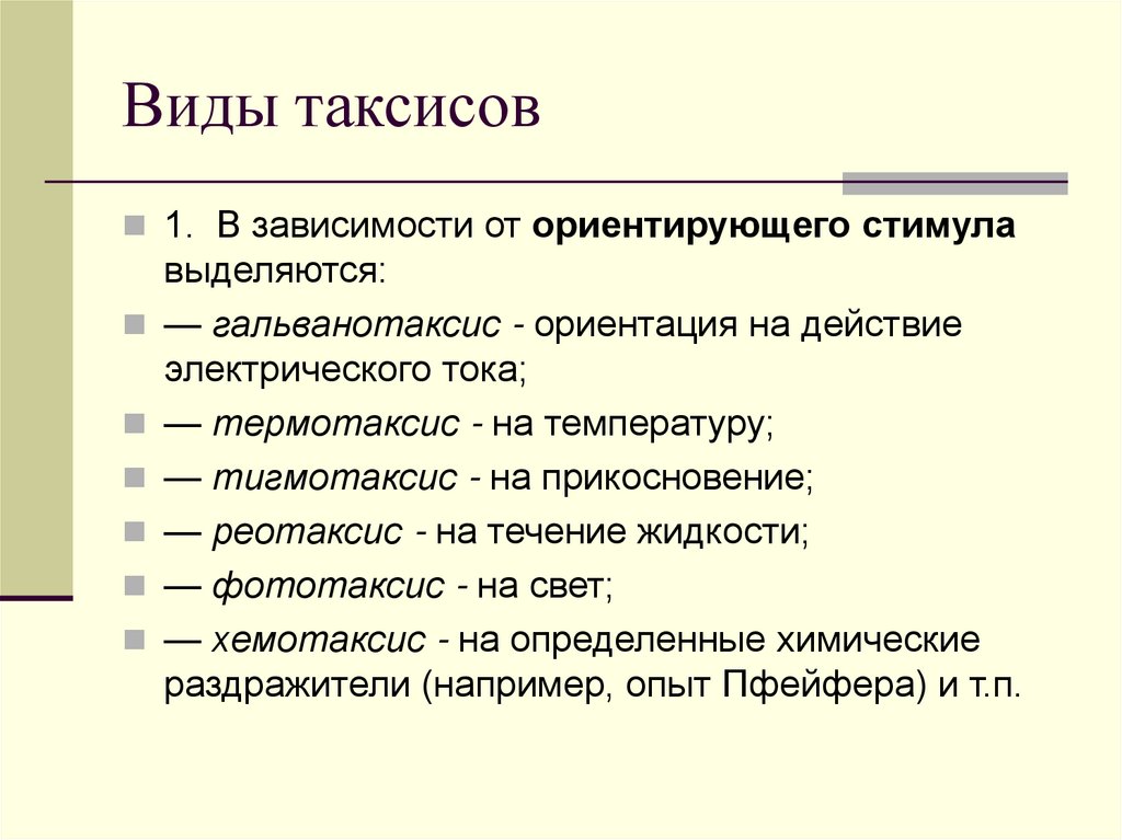 Виды таксисов