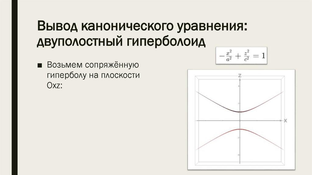 Вывод канонического уравнения: двуполостный гиперболоид