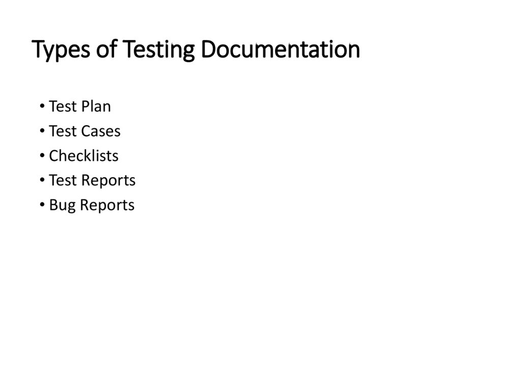 Types of Testing Documentation
