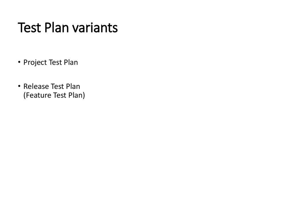 Test Plan variants
