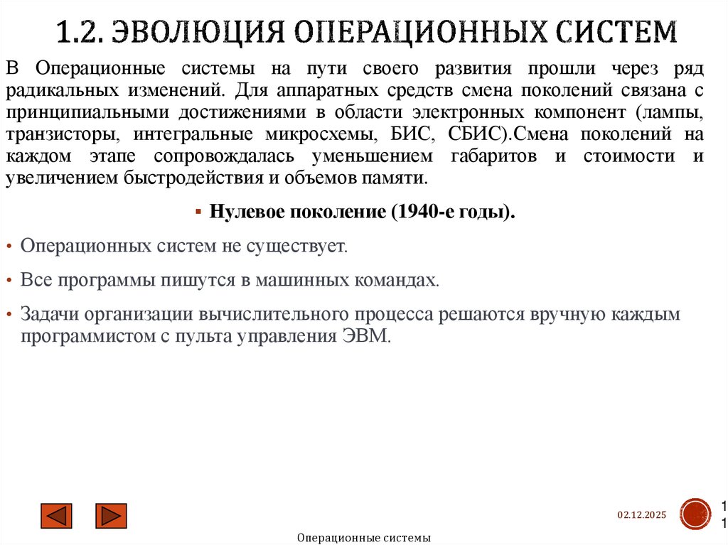 1.2. Эволюция операционных систем