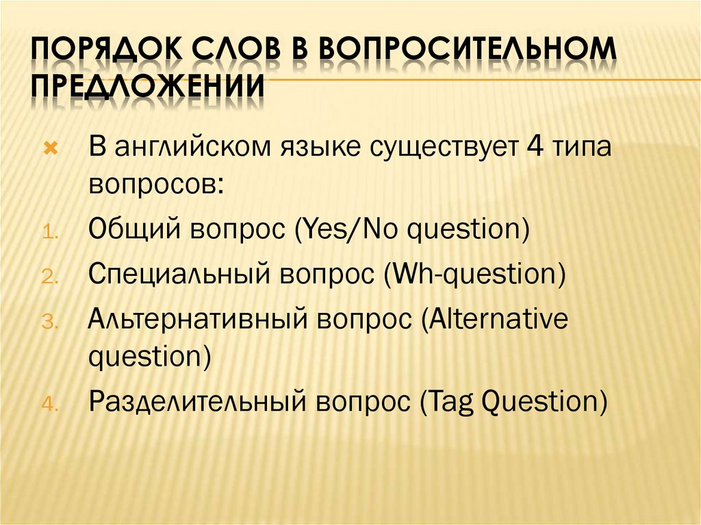 Порядок слов в вопросительном предложении