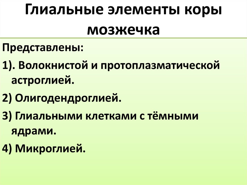 Глиальные элементы коры мозжечка