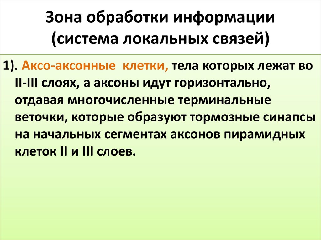 Зона обработки информации (система локальных связей)